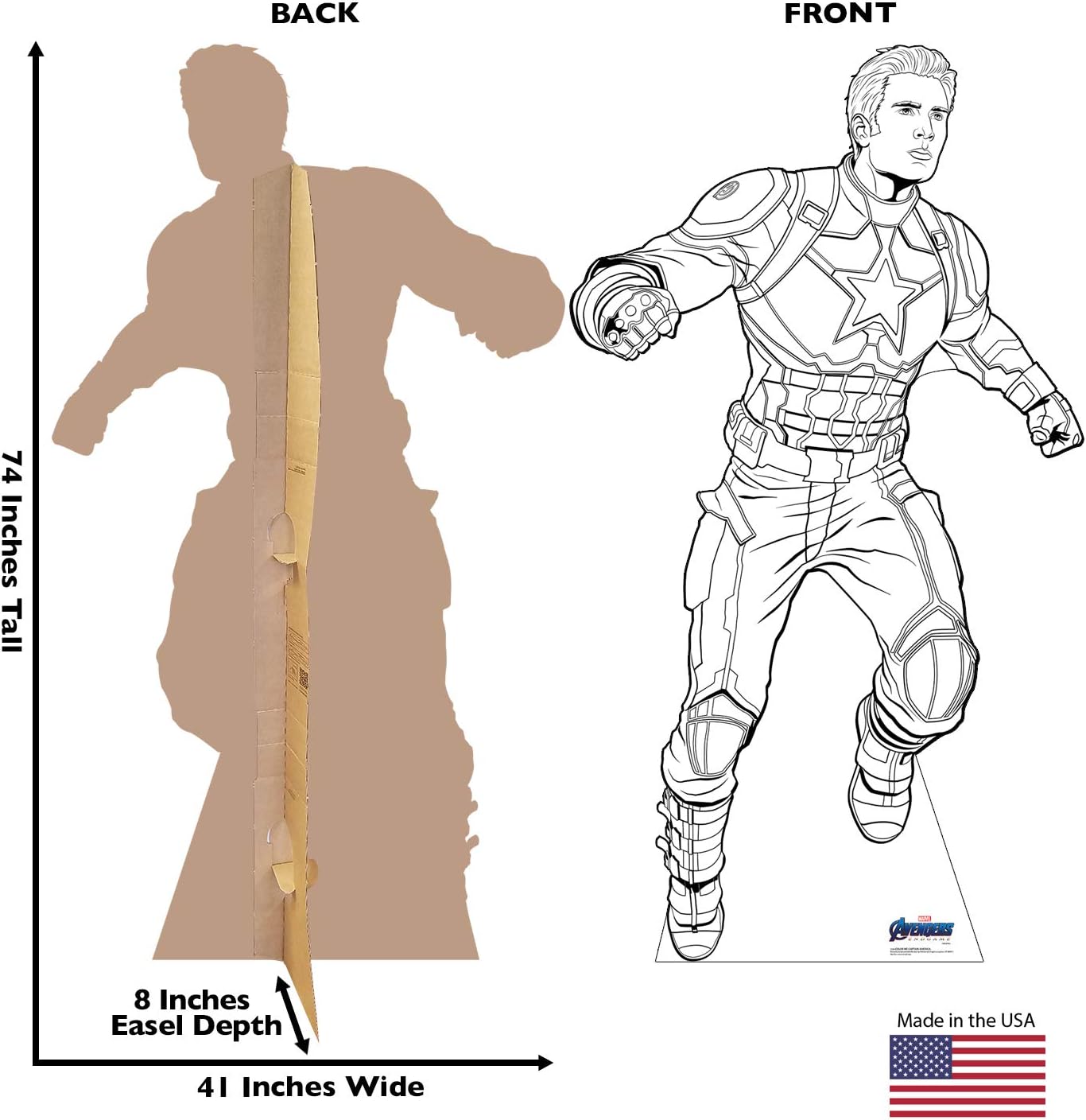 Cardboard People Color Me Captain America Life Size Cardboard Cutout Standup - Marvel's Avengers: Endgame