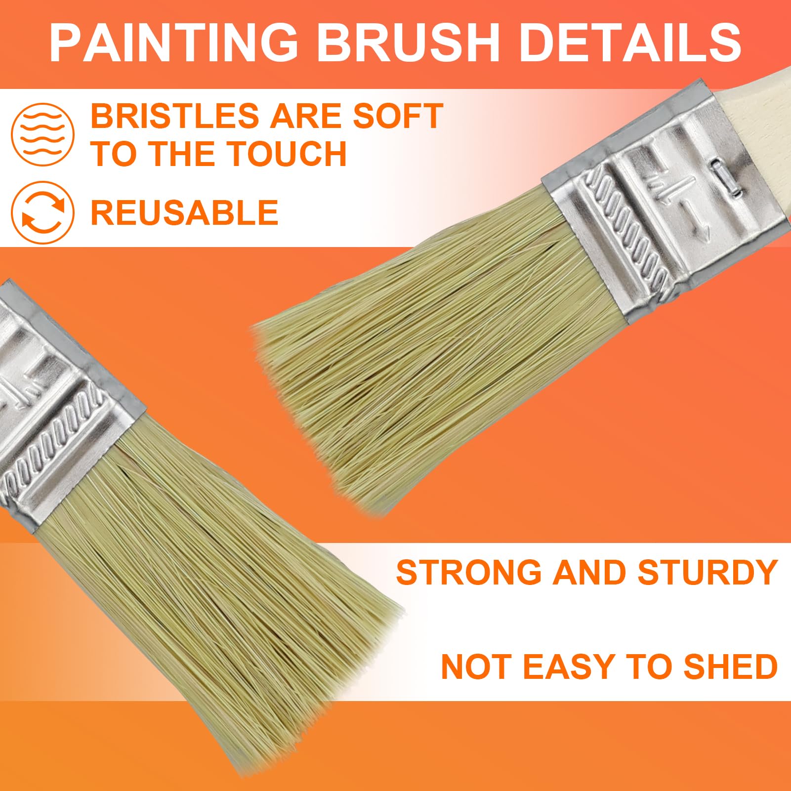 Set di 36 Pennelli Piatti da 25 mm con Manico in Legno per Vernici e Tinture - Pennello per Pittura Professionale