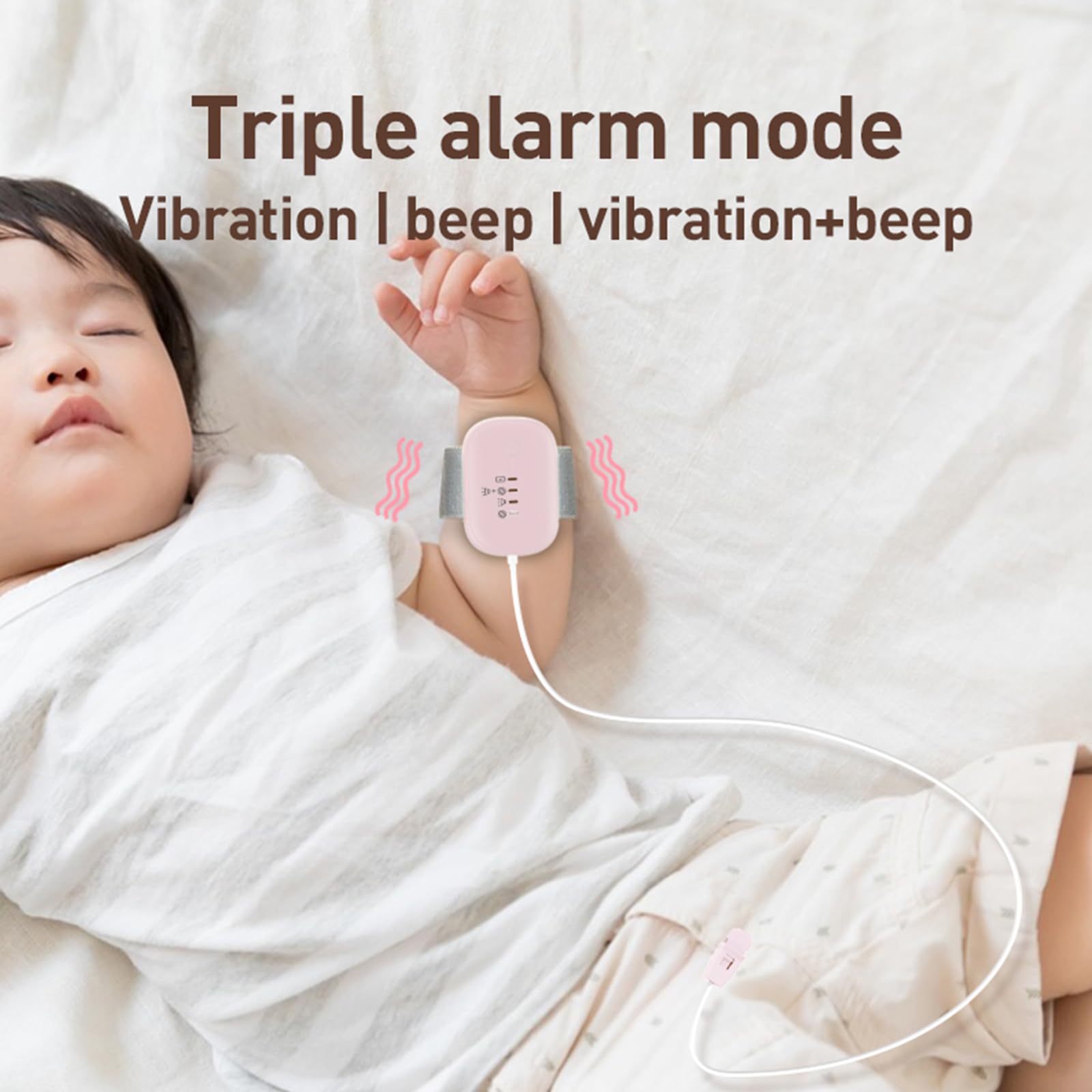 TENQIU Bed Wetting Alarm for Kids, USB Rechargeable, Pee Alarms with Loud Sound & Strong Vibration, Potty Training for Boys Girls, Pink