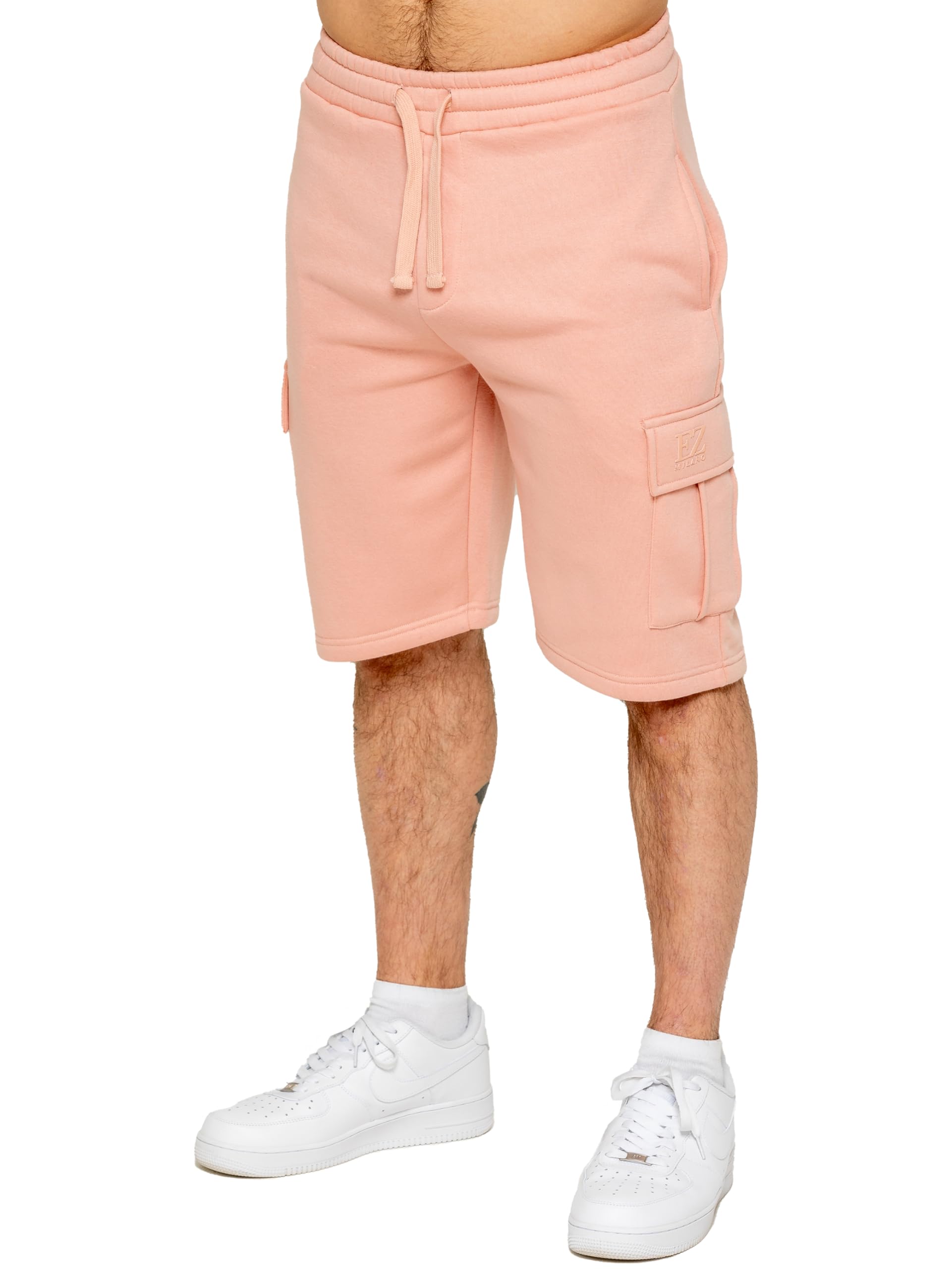989Zé Enzo Men's Dusty Pink Shorts Cargo Combat Casual Fleece Gym Training Jogger Half Pants With Pockets (Uk, Alpha, S, Regular, Regular, )
