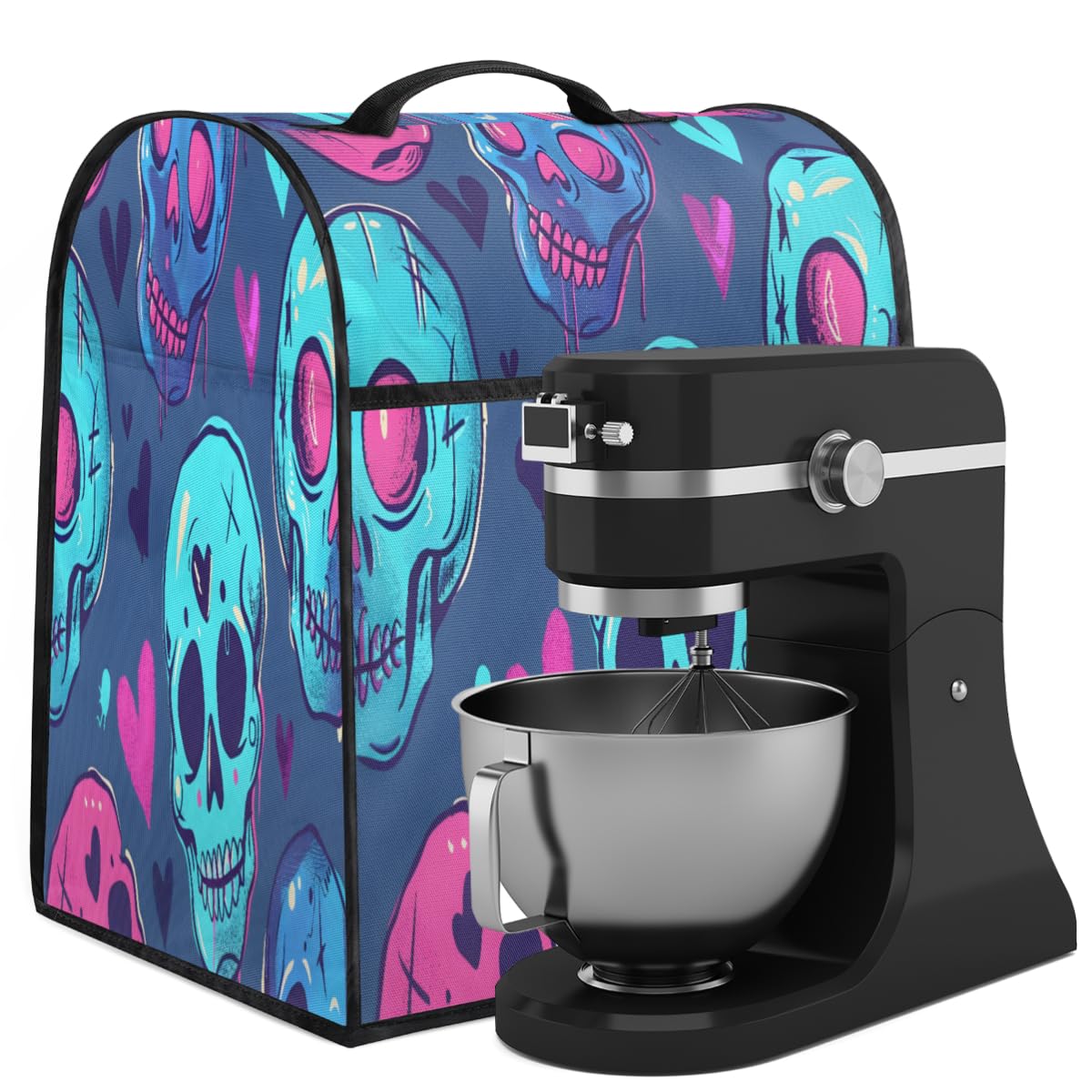 Coffee Maker Cover Skull Print Kitchen Appliance Covers Small Appliance Covers Blender Cover Juicer Cover Dust Covers for Kitchen Appliances with Top Handle and Pockets,Washable,B123