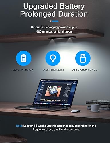 Miniatura 10 de Luces para debajo del gabinete, luz inalámbrica con sensor de movimiento para interiores, luz LED negra de 10 pulgadas, iluminación cálida