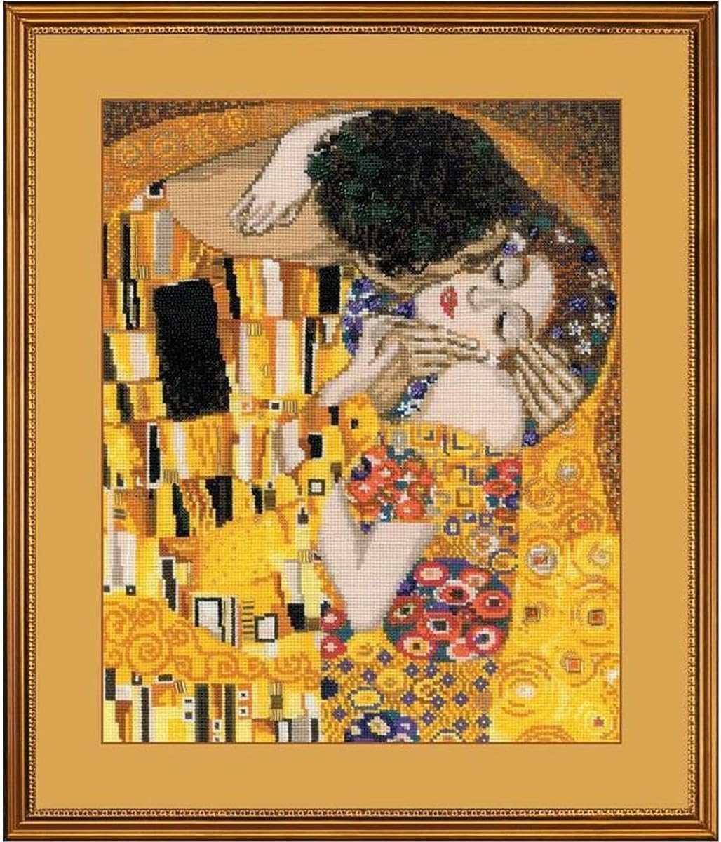 RIOLIS Counted Cross Stitch Kit 11.75"X13.75"-The Kiss/G.Klimt's Painting (14 Count) -R1170