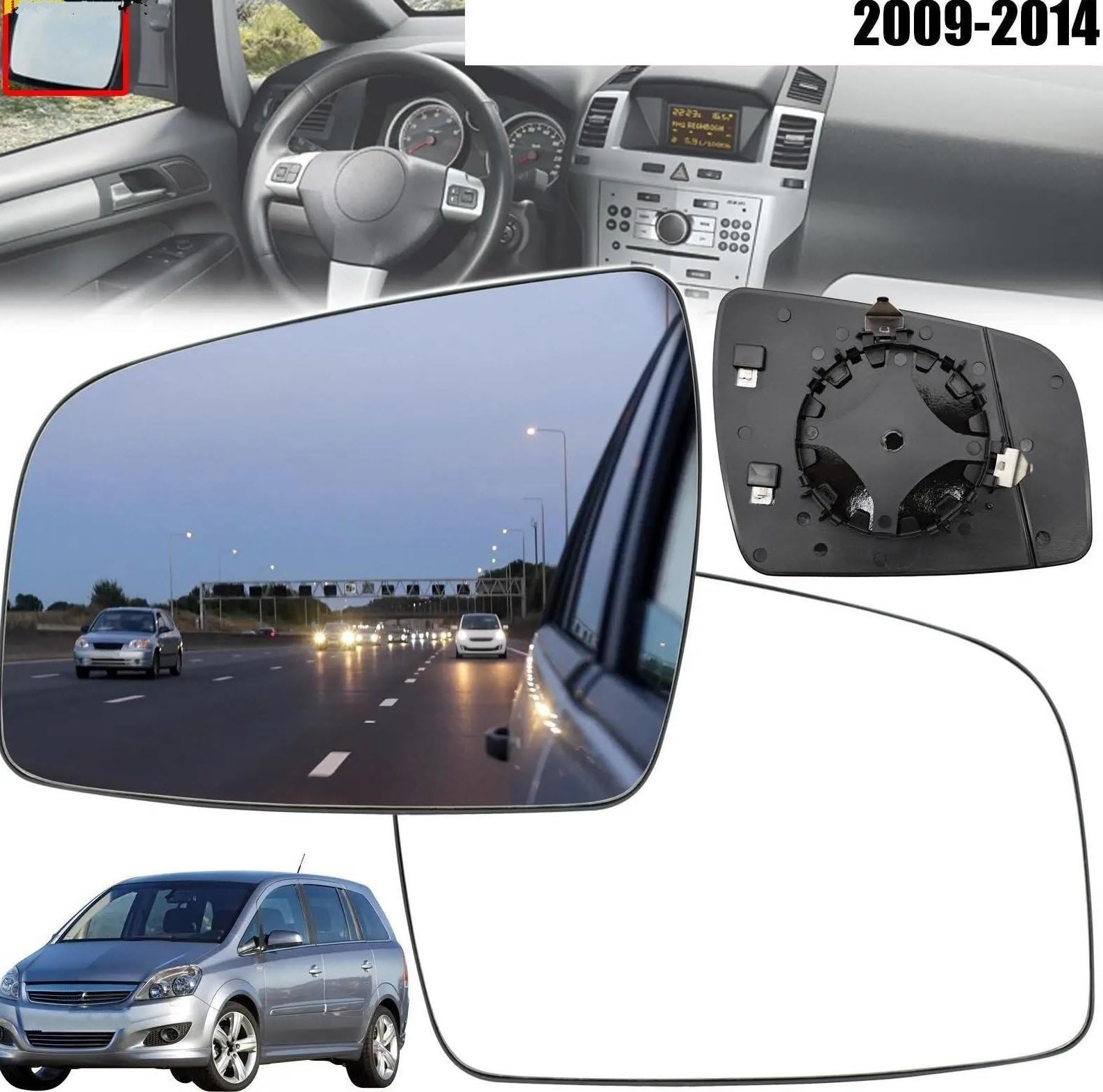 Pour Opel Pour Vauxhall Pour Zafira B 2009-2014 Rétroviseur Latéral Porte Gauche Droite Verre Chauffant Vue Arrière Convexe CFCPKOYOZD(Gauche et droite)
