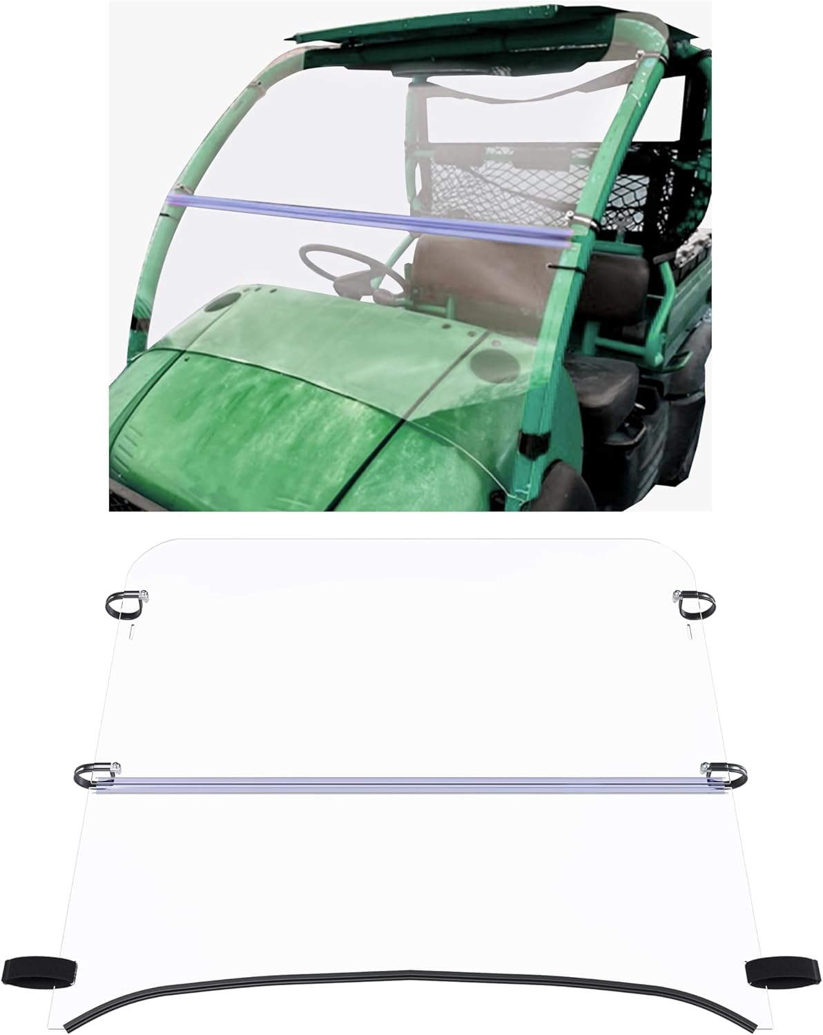 HECASA Clear Folding Windshield Compatible with 2006-2016 Kawasaki Mule 610 600 KAF400 SE XC Front Fold Up Flip Windscreen
