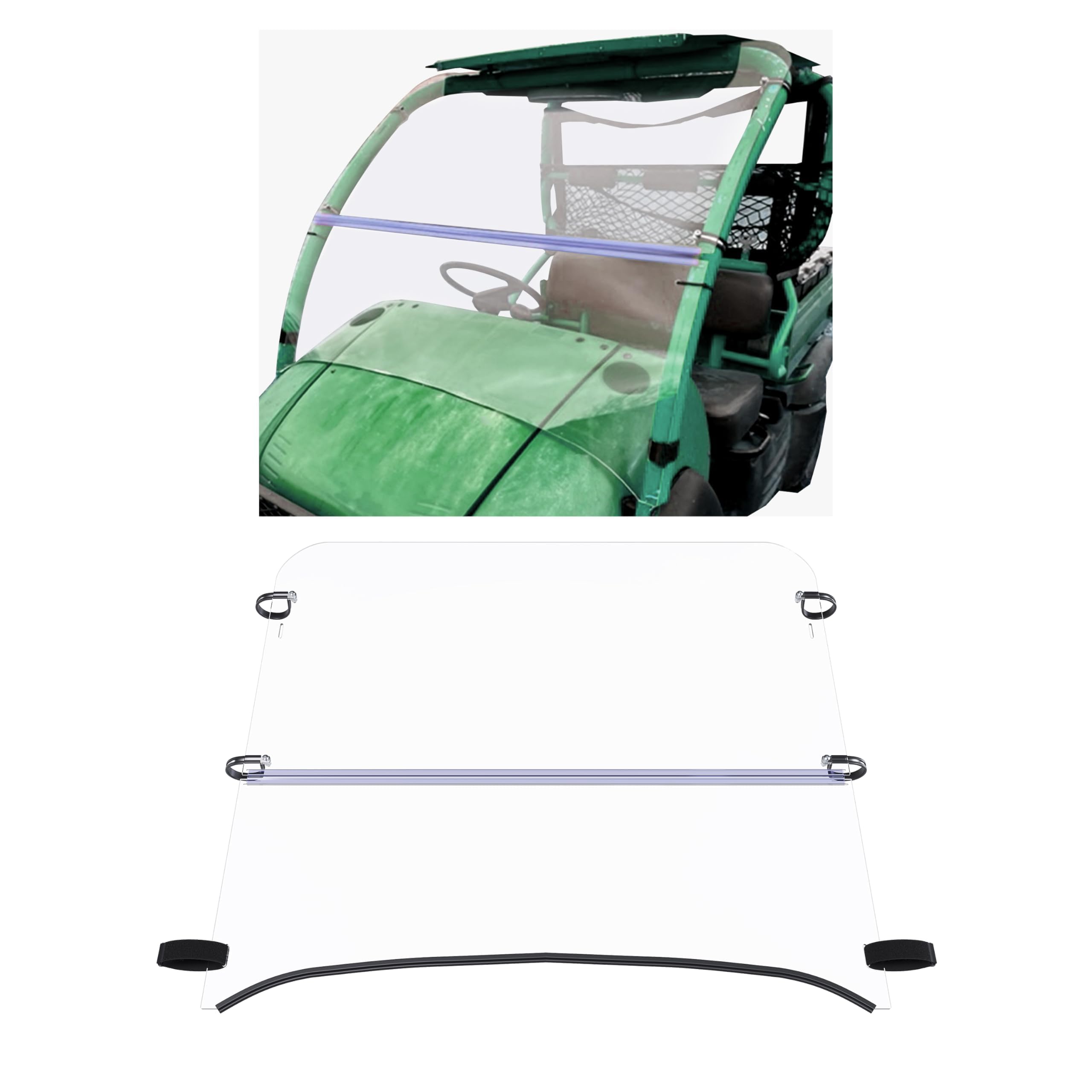HECASA Clear Folding Windshield Compatible with 2006-2016 Kawasaki Mule 610 600 KAF400 SE XC Front Fold Up Flip Windscreen