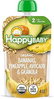 HAPPY BABY Organic Banana Pineapple Avocado Granola Baby Food, 4 OZ