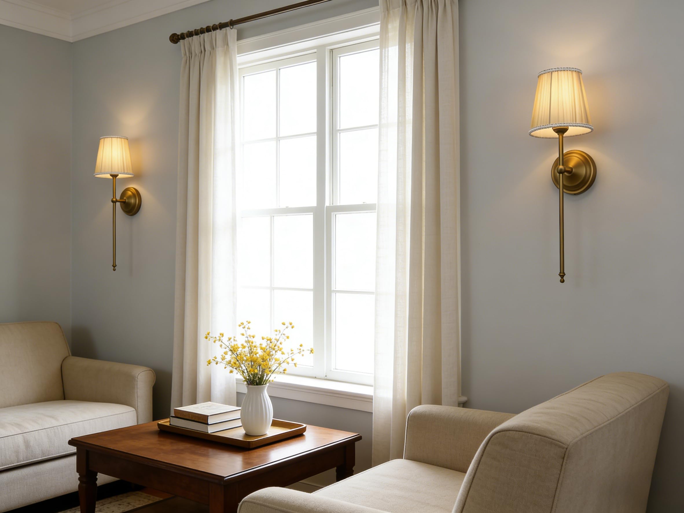 Wall Sconce Lighting Pleated Khaki Gauze Fabric Boho Decor Industrial Vintage Bedside Nightstand Light Wall Mounted Lamp Fixture — view 4