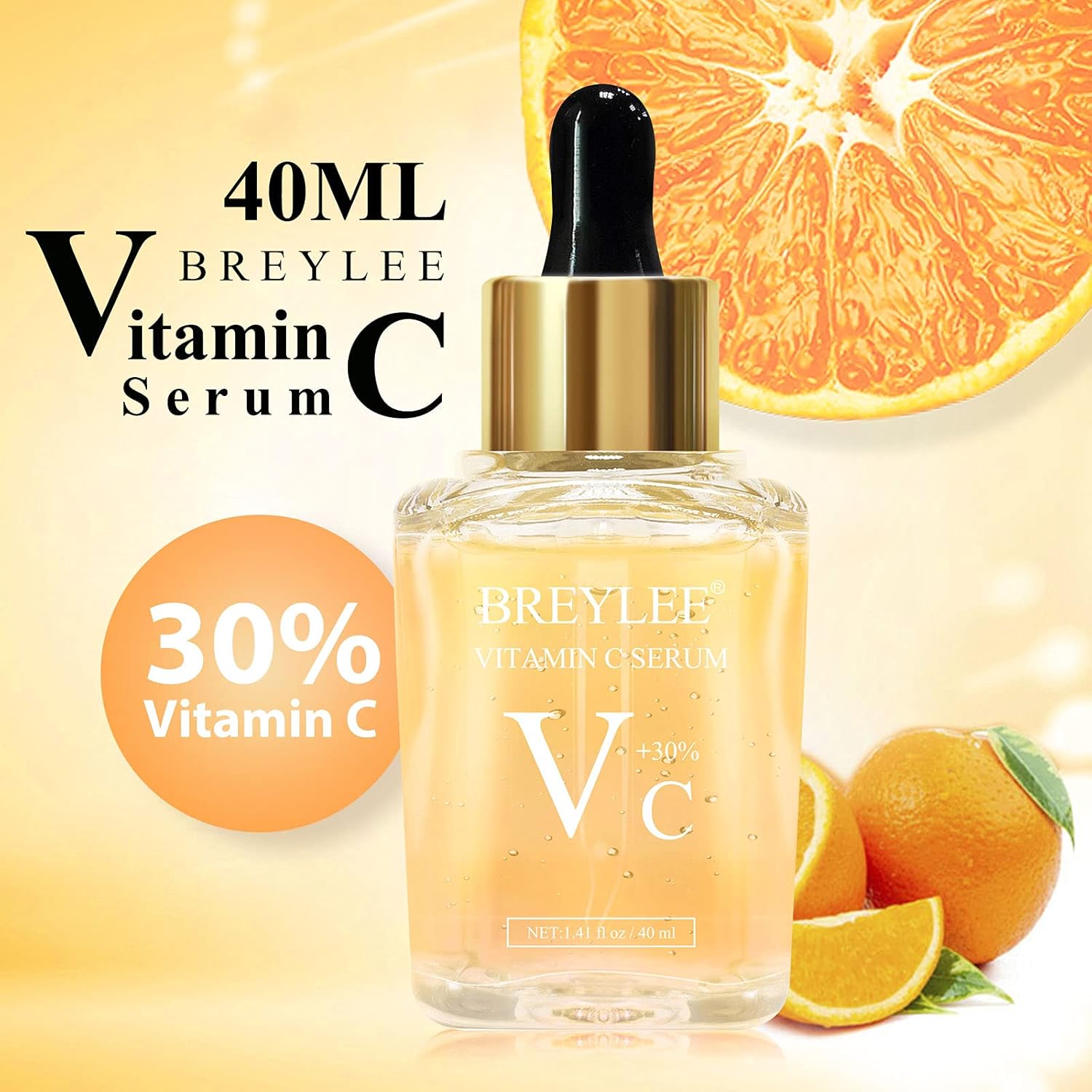 Vitamin C Serum for Face, BREYLEE Moisturizing Serum Face Serum with 30% Vitamin C, Hydrating Serum for Skin Care, Vitamin C Facial Serum with Hyaluronic Acid & Vitamin E, 1.41fl oz : Beauty & Personal Care