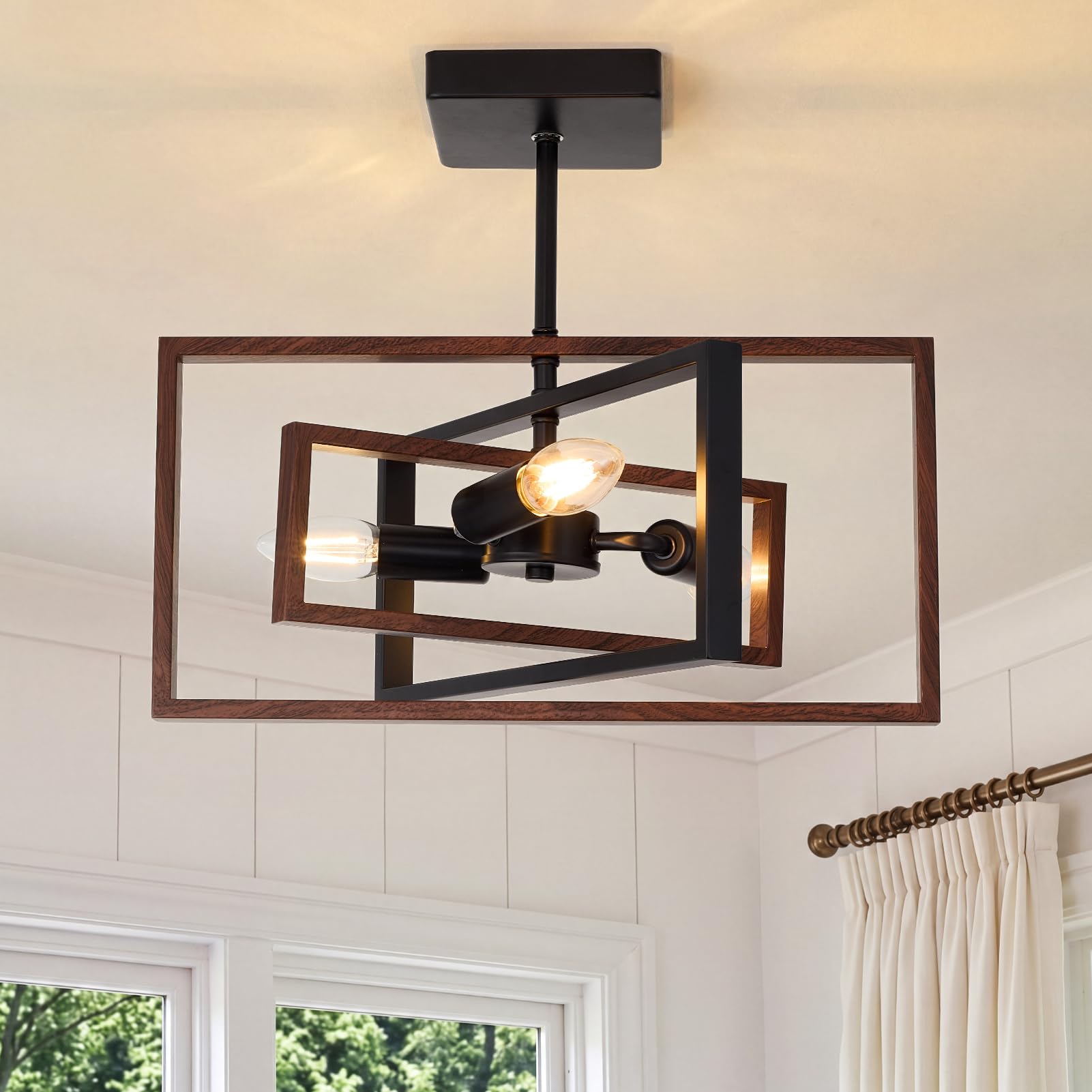 Warmiehomy 3 Lights Chandeliers with 360° Rotatable Frame