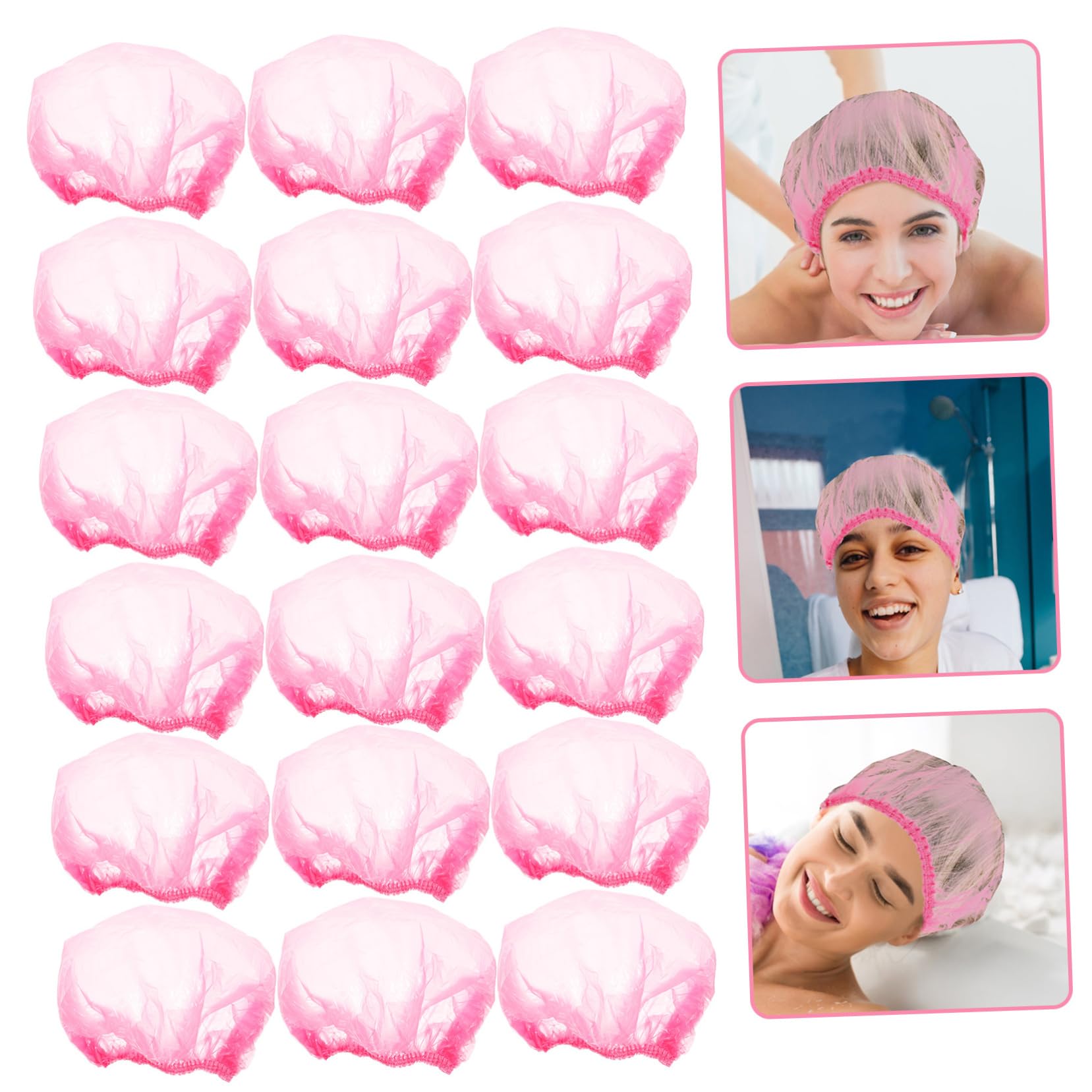 ERINGOGO Elastische Duschhauben Rosa für Damen 500 Stück aus Kunststoff Einfach zu Tragen 44cm für Duschen und Reisen
