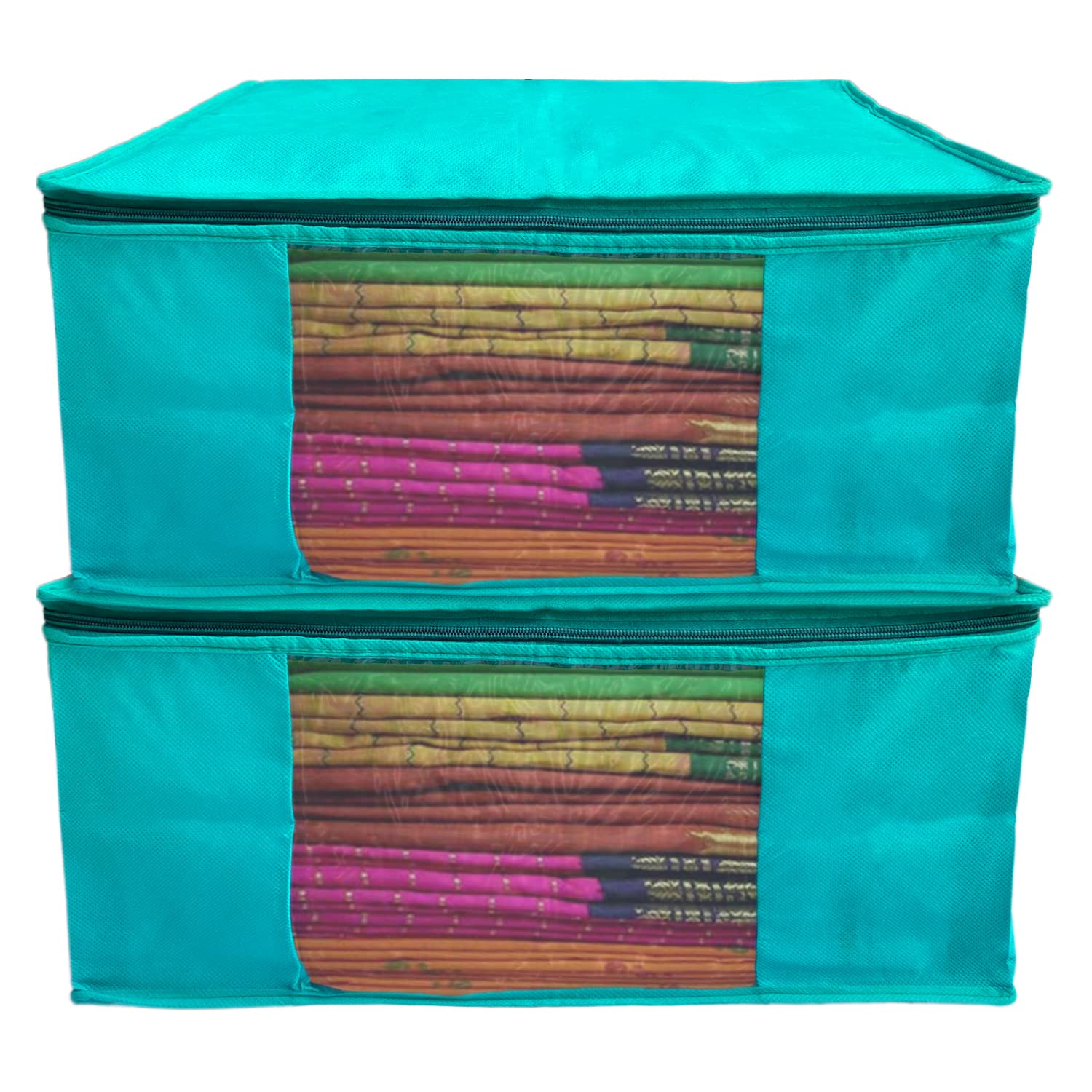 Kuber Industries Wardrobe Organizer/Cover/Storage Bag For Store Saree, Lehenga, Suit, Dress, Clothes- Pack of 2 (Blue), Non-Woven Fabric (B09VFLXMMH) Amazon Price History, Amazon Price Tracker