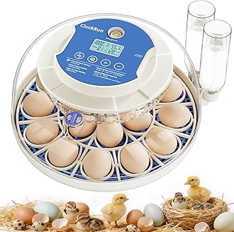 18 Egg Incubator, Hatch Day and Humidity Display, Automatic Turning and Stop, 2 Size Egg Trays, Candling Light, Automatic Water Refill, Air Vent, Hatching Chicken Quail Duck Turkey Goose Birds