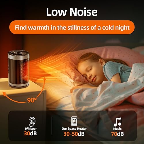 Miniatura 7 de Calentador de espacio eléctrico, calentador portátil de espacio pequeño con sensor de temperatura para uso en interiores, pantalla digital,