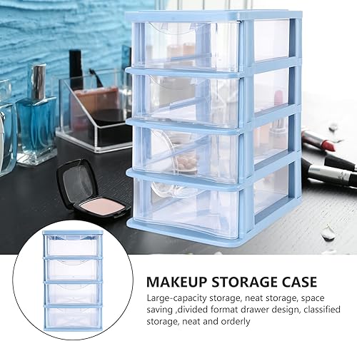 Vista 7 de STOBOK Cajón de almacenamiento, cajones de plástico de 4 capas, multifuncional, caja de almacenamiento de escritorio, contenedores