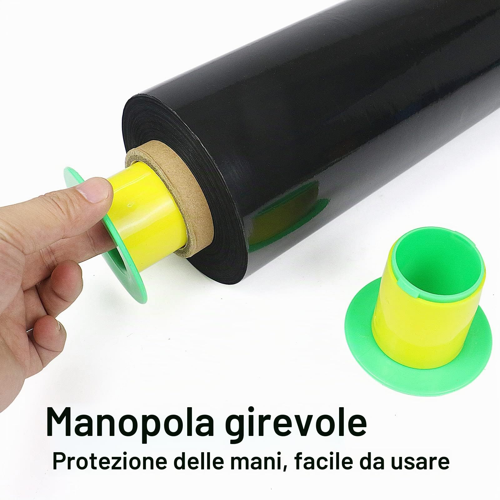 4 Pack industriale nero Pallet Stretch Wrap Cling Film 20mic 400 mm 260 m con plastica rotolamento handle.Durable Self Adhering imballaggio, imballaggio, Heavy Duty Shrink Film BOMEI PACK