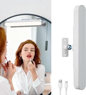 LED Vanity Lights for Mirror, White Wireless Makeup Mirror Lights with 4000mAh Battery, 3 Color Temperatures & Dimmable, Magnetic 360° Rotation, Stick On Design for Bathroom & Vanity