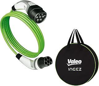 Valeo Ineez - 652110 - Câble de Charge pour véhicules électriques ou Hybrides Rechargeables avec Sac de Transport - Type 2 vers Type 2-11 KW - 10 mètres