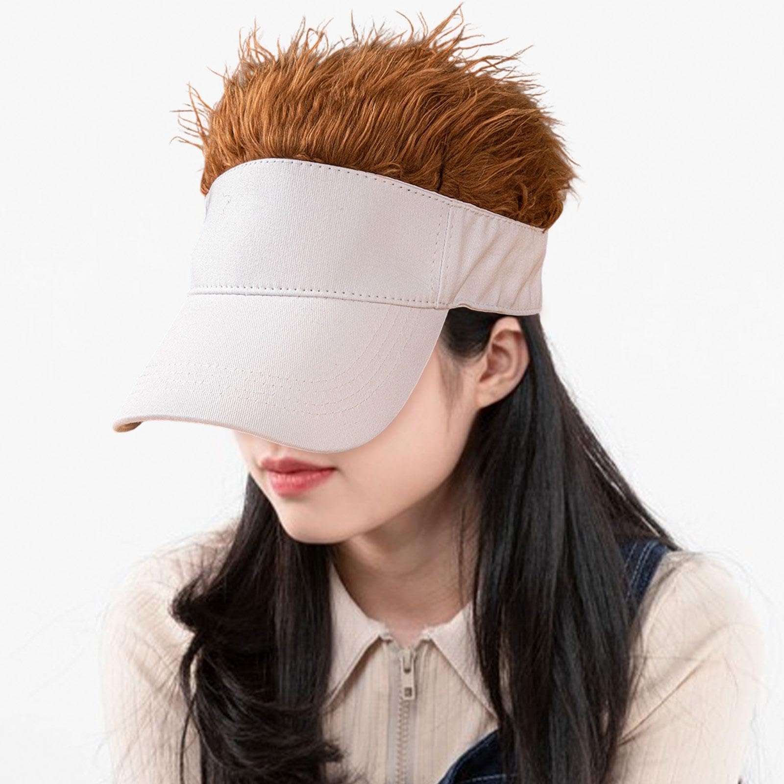 Cappellino Baseball Visiera Uomo Donna Creativo Parrucca Finta Regolabile Poliestere Accessorio Adatto per Sport All’aperto Eventi Cosplay C