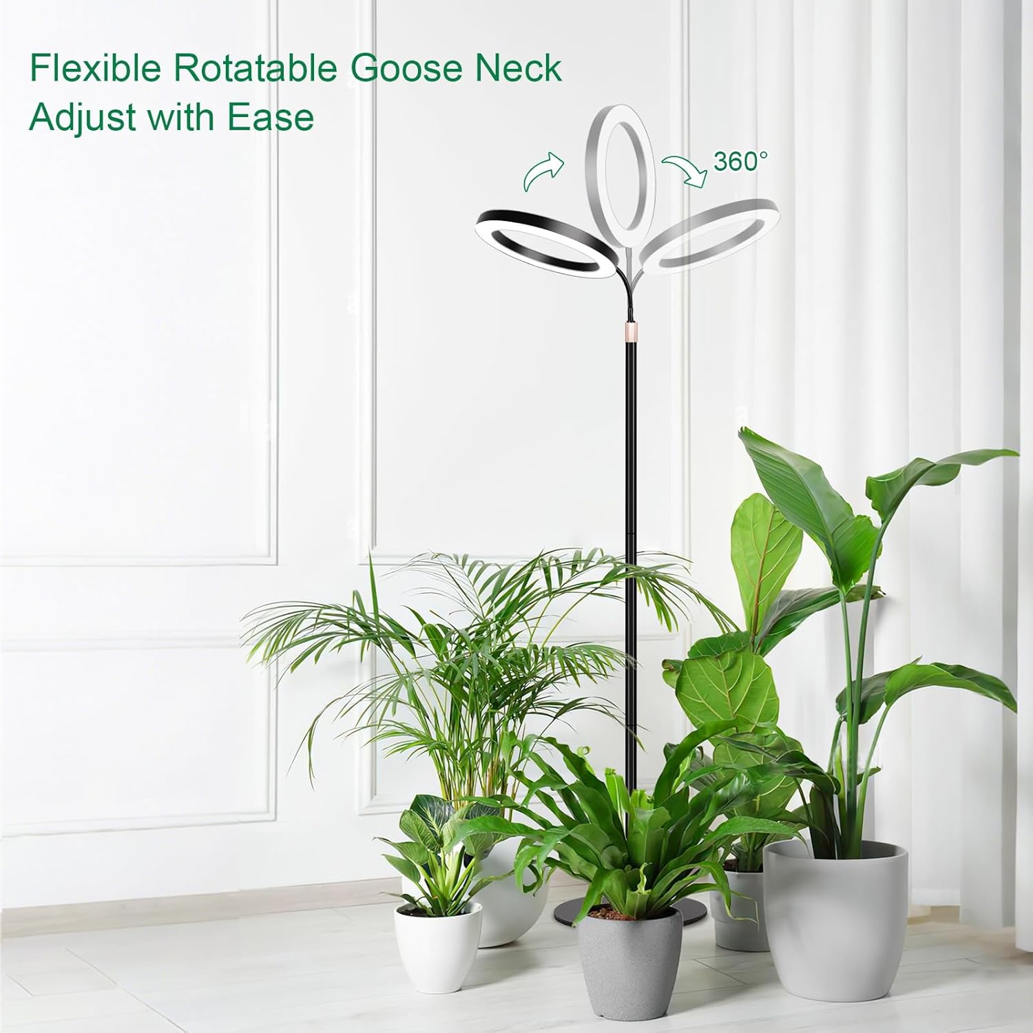 LBW 10.2in Grow Lights for Indoor Plants Full Spectrum with Stand, Floor Plant Growing Lamp for Large Plants, Auto ON/Off Timer 4/8/12H, 4 Dimmable Levels, 68in Adjustable Height