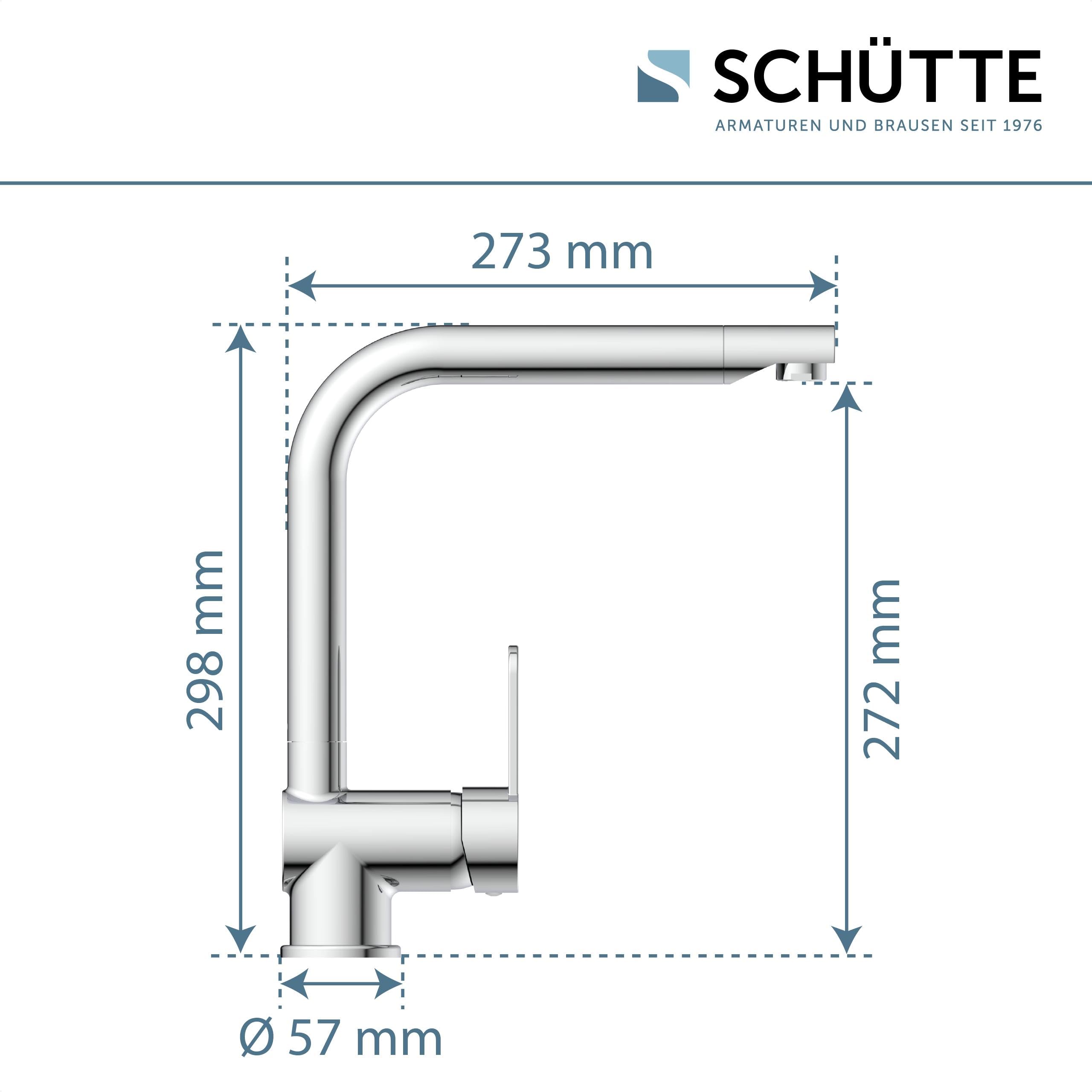 SCHÜTTE 79816 RIO 360° schwenkbare Küchenarmatur, Spültisch Armatur mit hohem Auslauf Küche, Einhebelmischer Einzelspüle Doppelspüle Mischbatterie für die Spüle, Wasserhahn Chrom