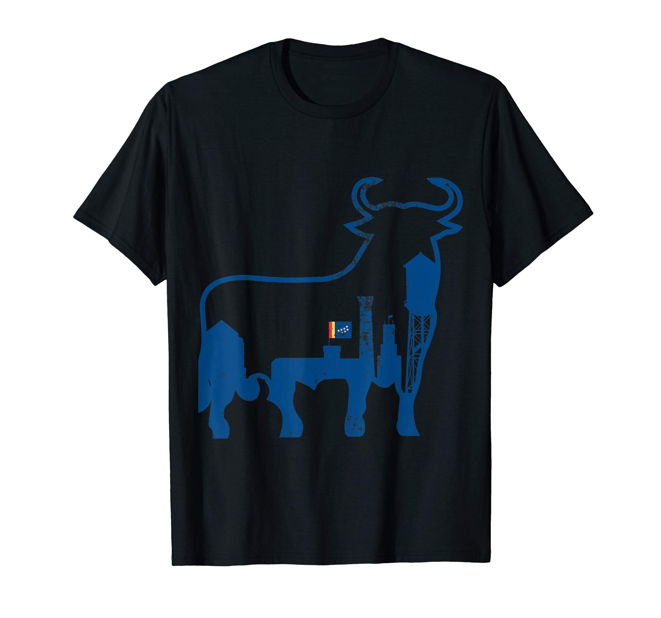 Durham NC City Skyline Standing Bull Silhouette T-Shirt