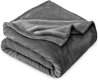 VAS COLLECTION Premium Plush Single Blanket 300 GSM Lightweight Cozy Soft for Bed, Sofa, Couch, Travel & Camping 150x220 cm or 60X86 inches Grey