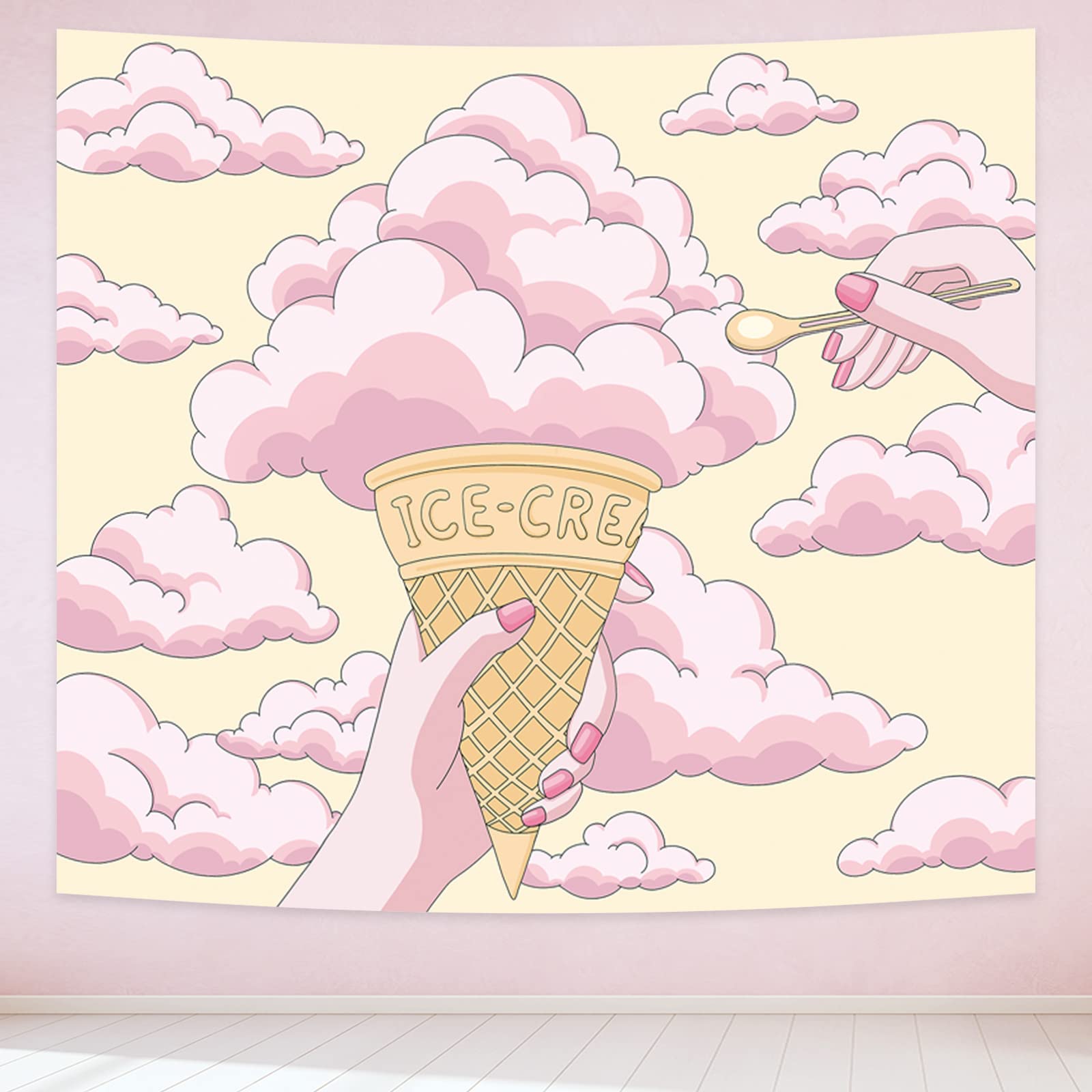 Kawaii Tapestry Cute Pink Clouds Tapestry For Bedroom Aesthetic