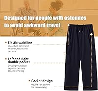 Vista 4 de Pantalones para nefrostomía, pantalones con catéter para pierna y pierna con bolsillos con doble cremallera, pantalones para bolsa de orina, Negro