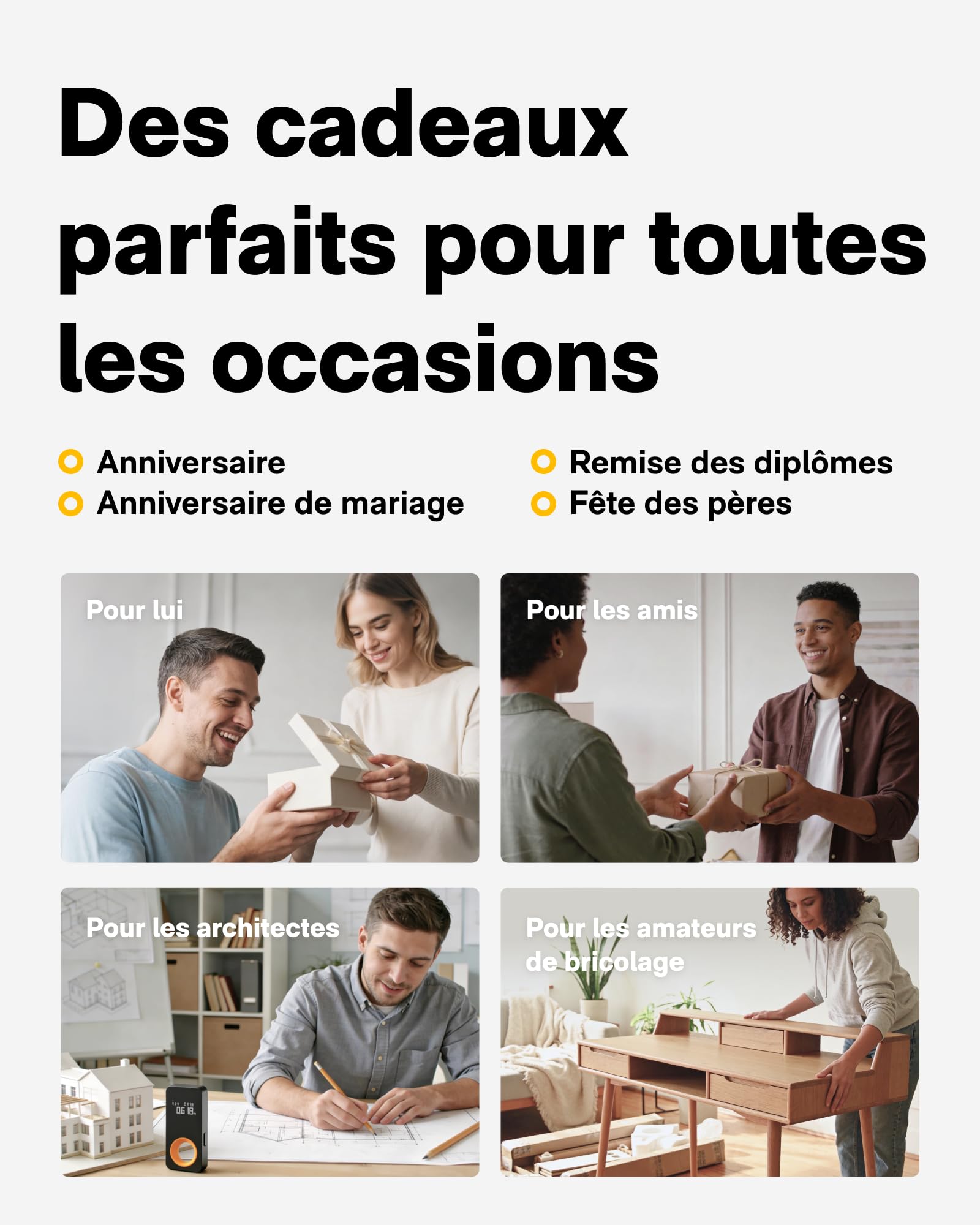 HOTO Télémètre Laser Numérique, Mètre Laser Rechargeable+HOTO Visseuse sans Fil 3,6V, Tournevis Electrique