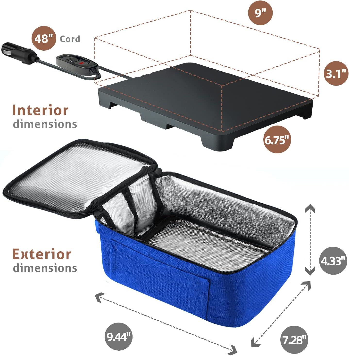 SabotHeat Portable Car Microwave - 12V 40W Mini Personal Car Oven with On/Off Switch for Reheating & Raw Food Cooking, Portable Food Warmer for Trip, Outdoor Work, Camping (Blue)