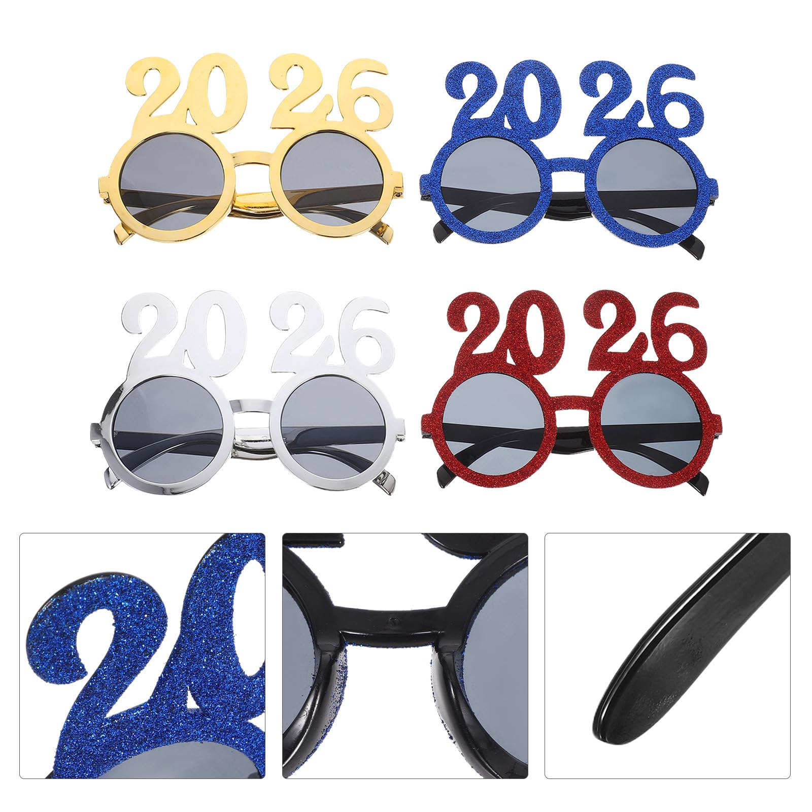TOYANDONA 16 Stück Partybrille aus PC für Silvester und Neujahr, Leicht | Retro Design mit Bunten Zahlen, Festliche Deko für Selfies, Robust und Formstabil, für Feiern