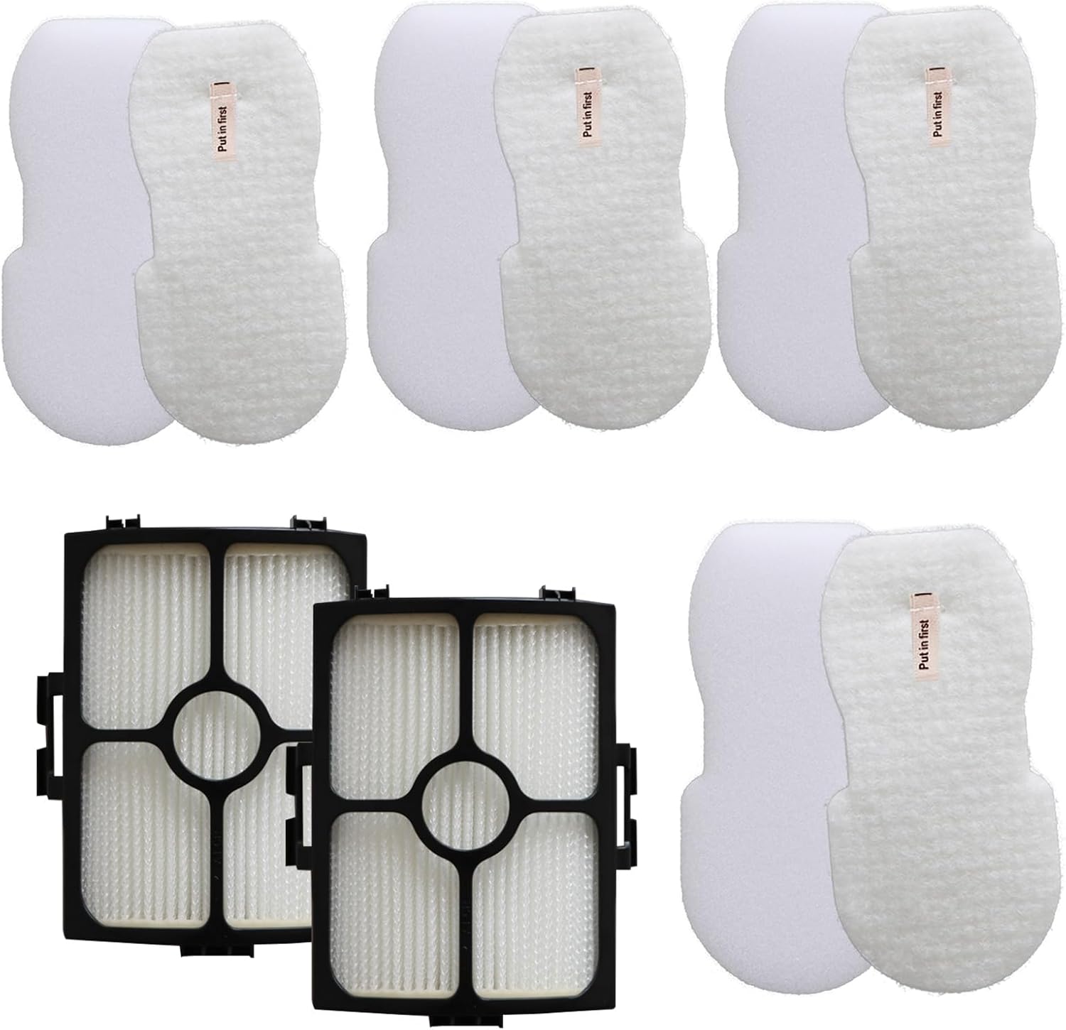 SaferCCTV 2 HEPA Filter and 4 Foam & Felt Filter Replacement Compatible with Shark HZ3002 HZ3000 Stratos Ultralight Corded Stick Vacuum, Compare to Part XFFKHZ3000 XHFHZ3000
