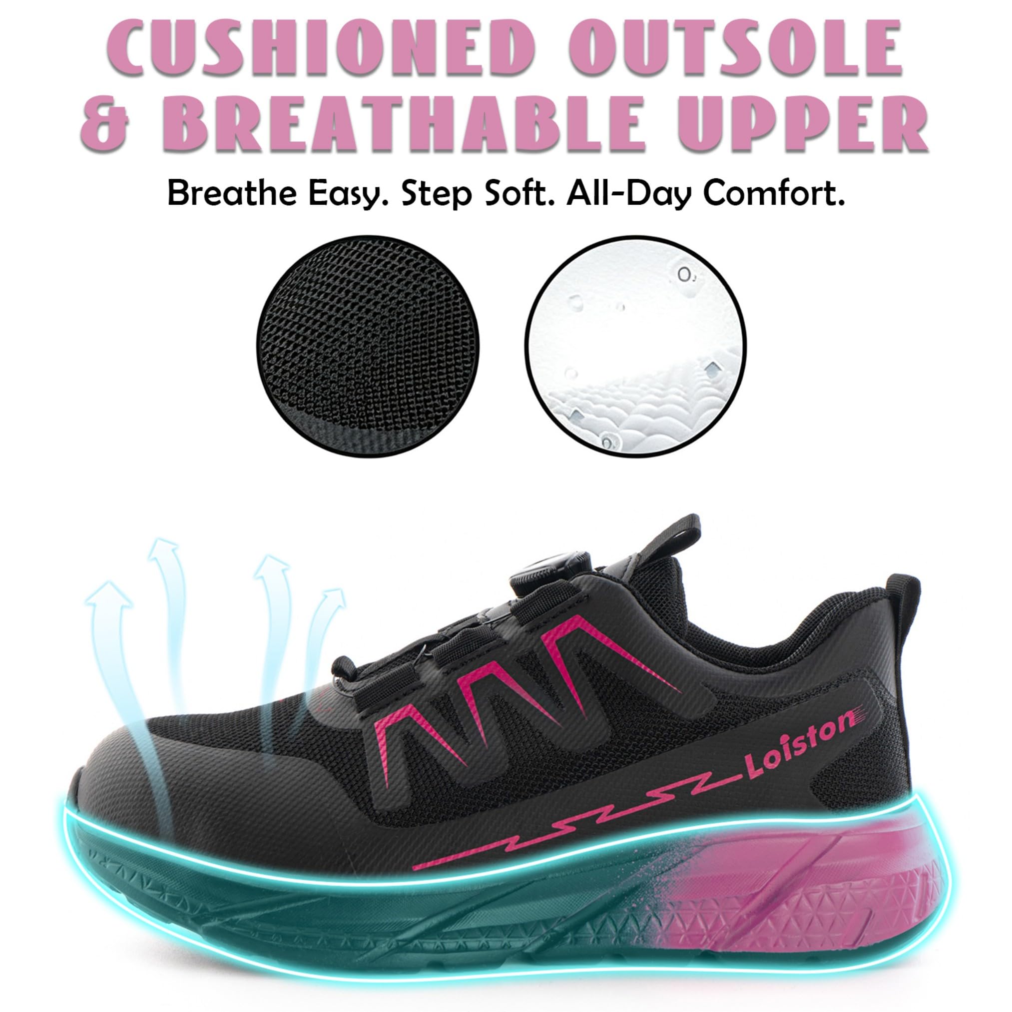 Sicherheitsschuhe Damen, Stahlkappe, Drehverschluss, Arbeitsschuhe