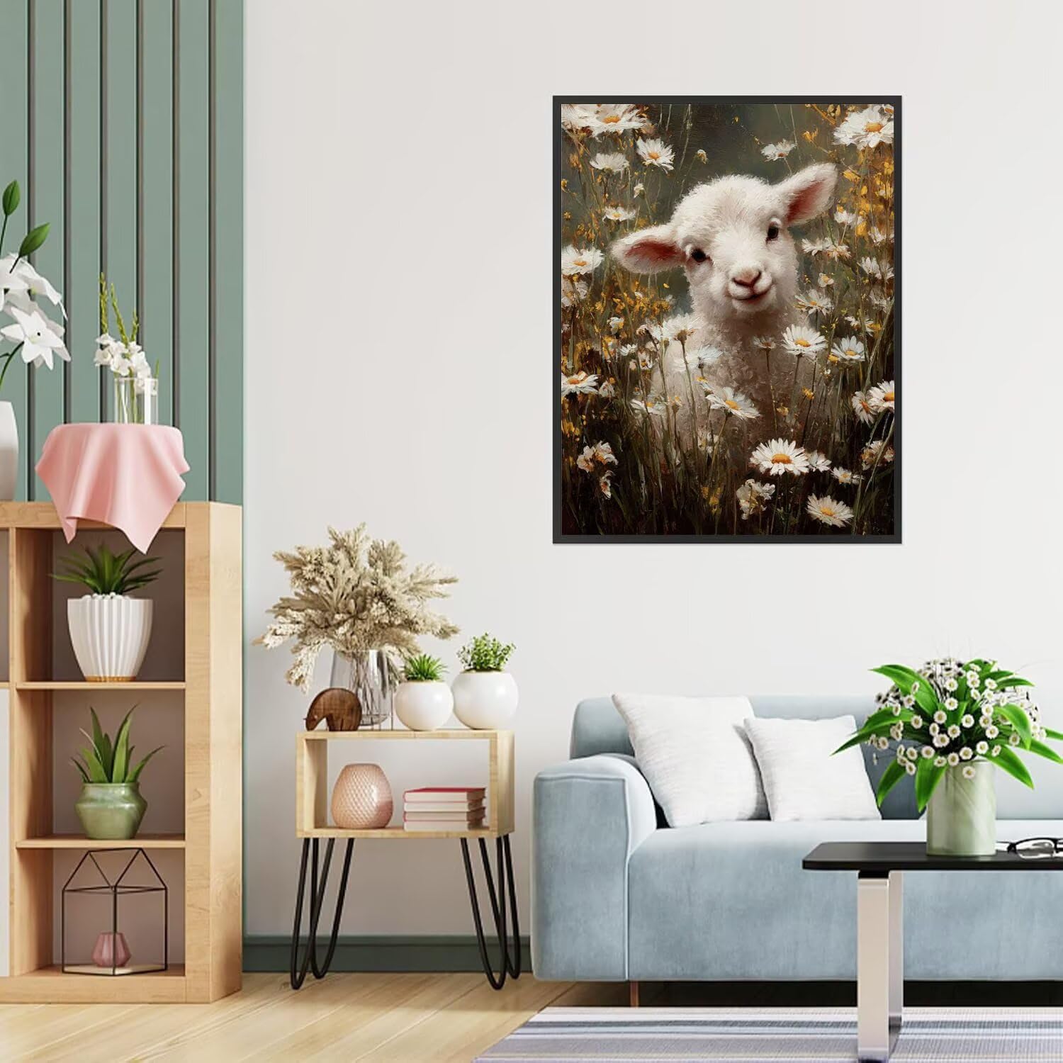 Dipingere con i Numeri Adulti pecore, Fiori Dipingere con i Numeri Bambini DIY Kit, Set Premium con Pennelli, Decorazione Casa & Creativo Regalo di Compleanno, Attività di Tempo libero 70x95cm z-460