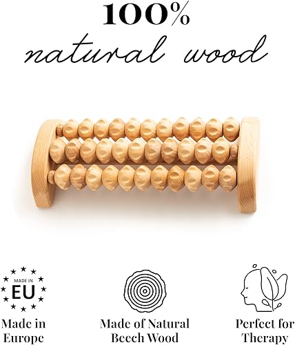 Miniatura 4 de tuuli Masajeador de pies de madera, rodillo muscular ranurado, ayuda a aliviar la tensión muscular y mejorar la circulación sanguínea, herramientas
