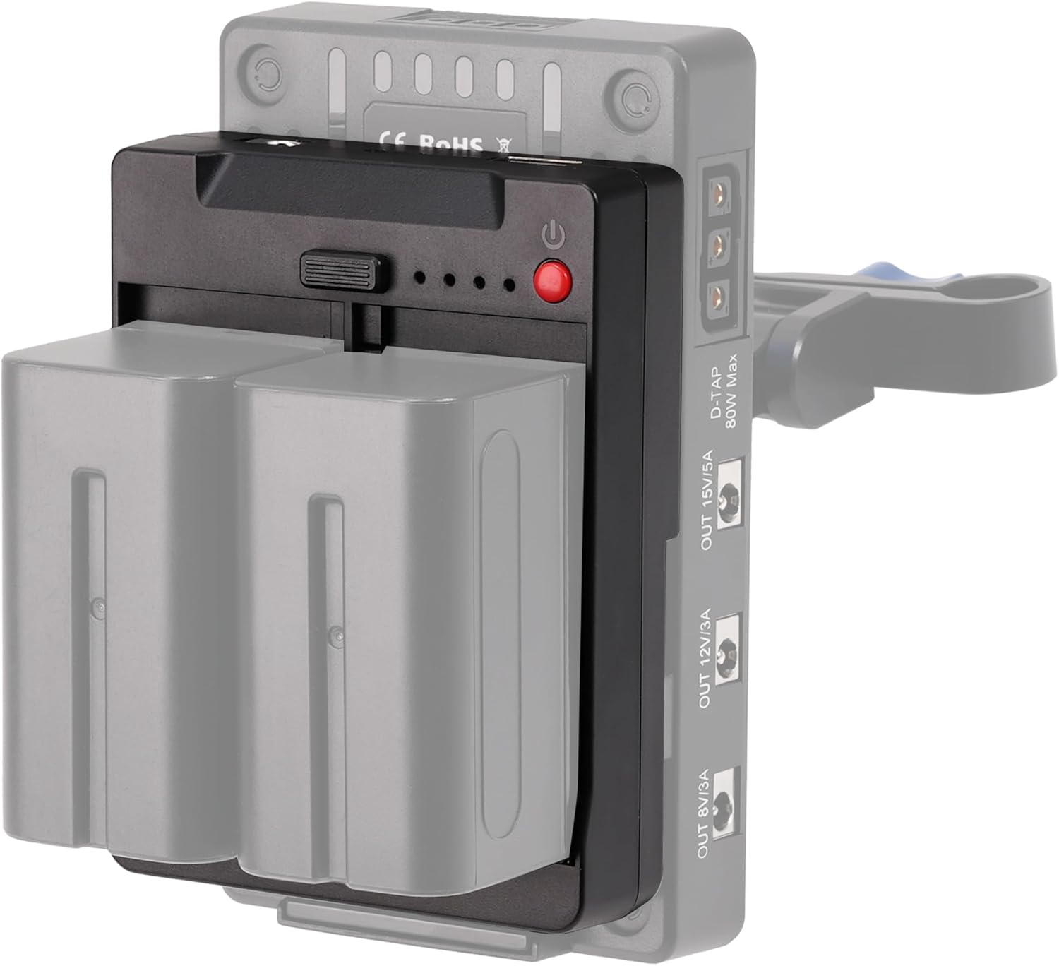 Fotga Power Adapter Plate Convert Dual NP-F550 Battery to V Mount Battery Plate with Multiple Outputs D-Tap DC USB USB-C for Powering Camera Monitor Video Light Cell Phone