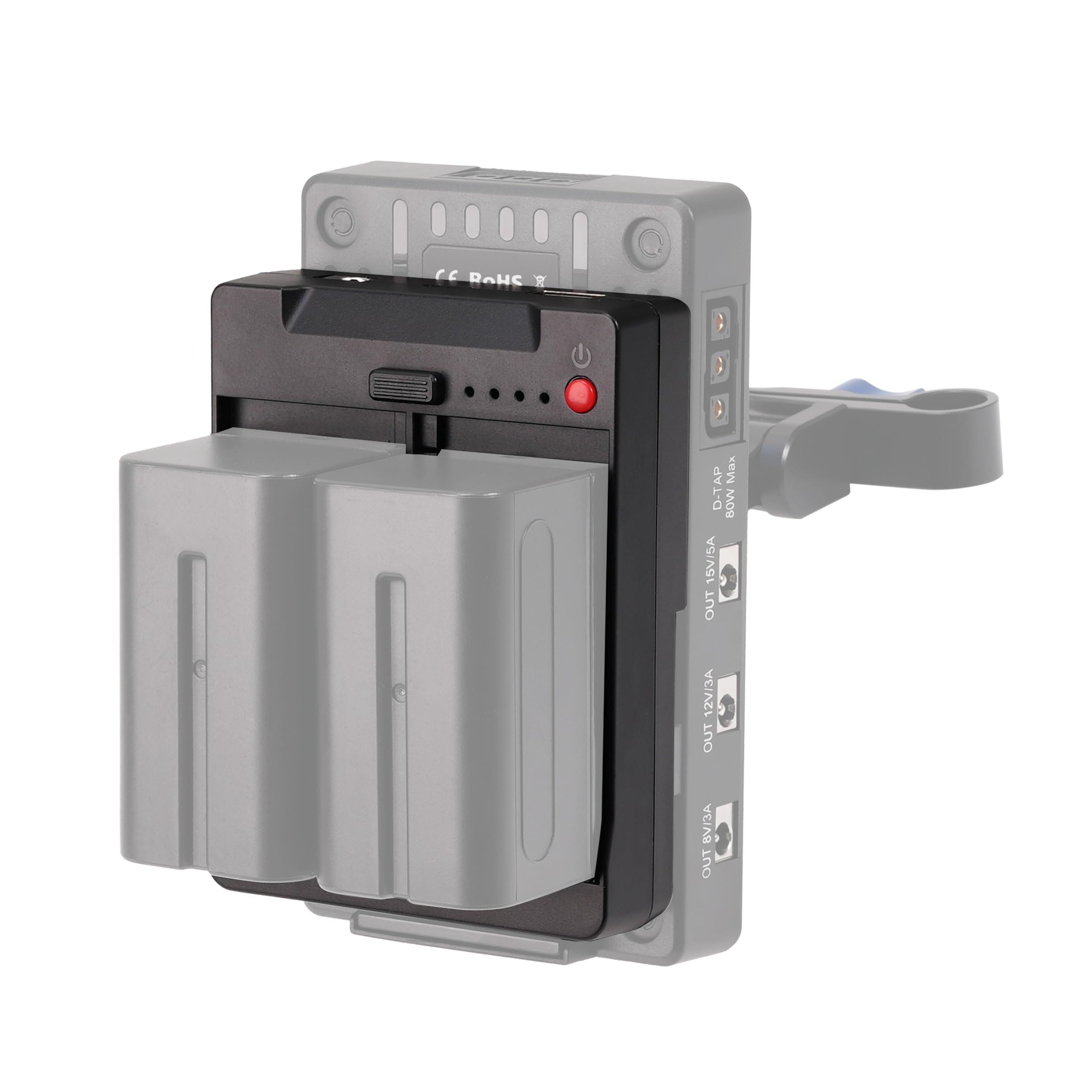 Adattatore Batteria NP-F A V-Mount Con Doppio Slot – Uscite USB-A, Type-C, DC E D-TAP Per Monitor, Luci E Smartphone