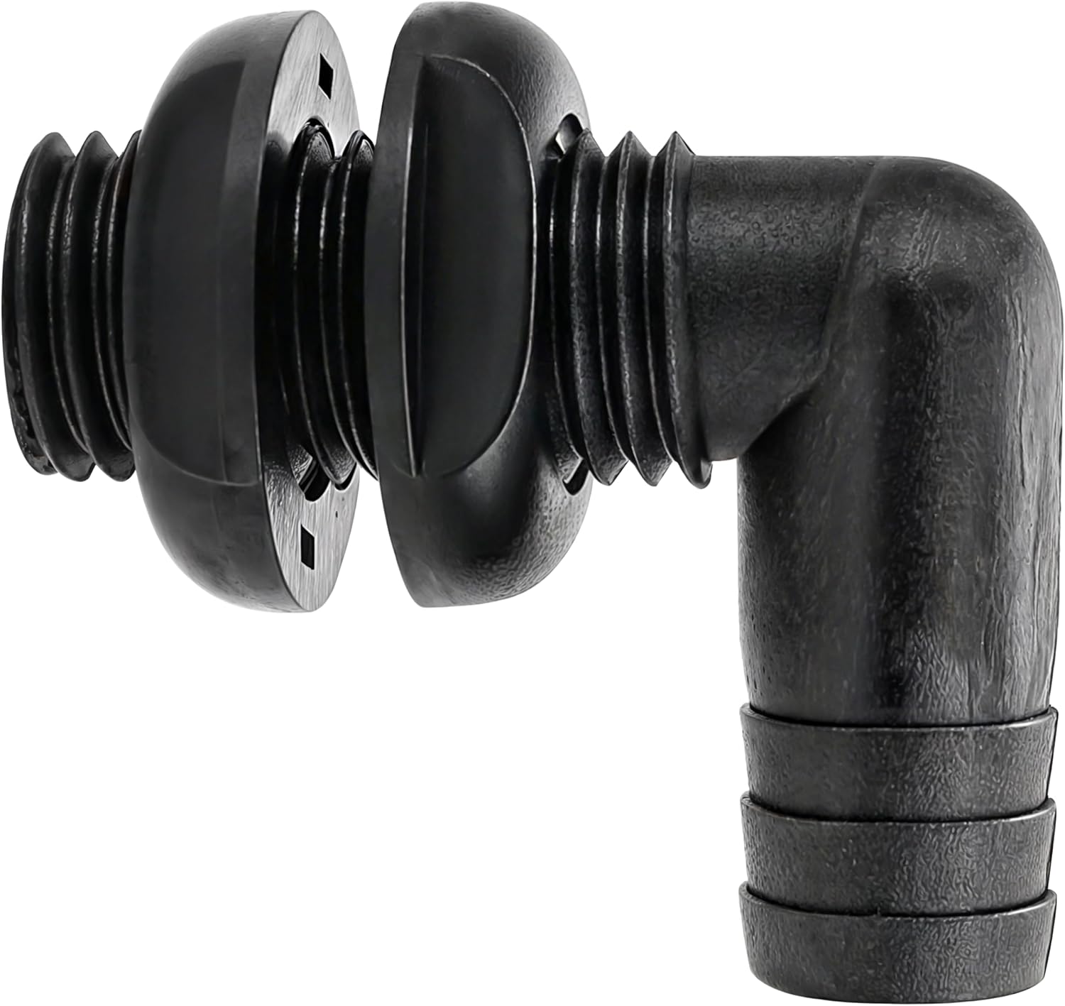 BuleVina 90 Degree Thru Hull Connector Fitting 3/4 inch Boat Plumbing Bilge Pump Deck Drain, Easily Install Spare Parts Accessory for Ship Boat Yachts (Black)