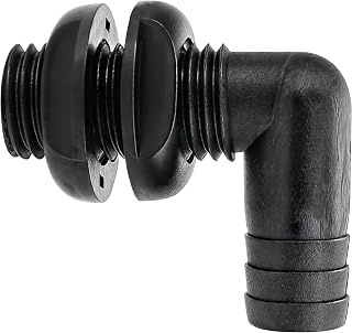 90 Degree Thru Hull Connector Fitting 3/4 inch Boat Plumbing Bilge Pump Deck Drain, Easily Install Spare Parts Accessory for Ship Boat Yachts (Black)