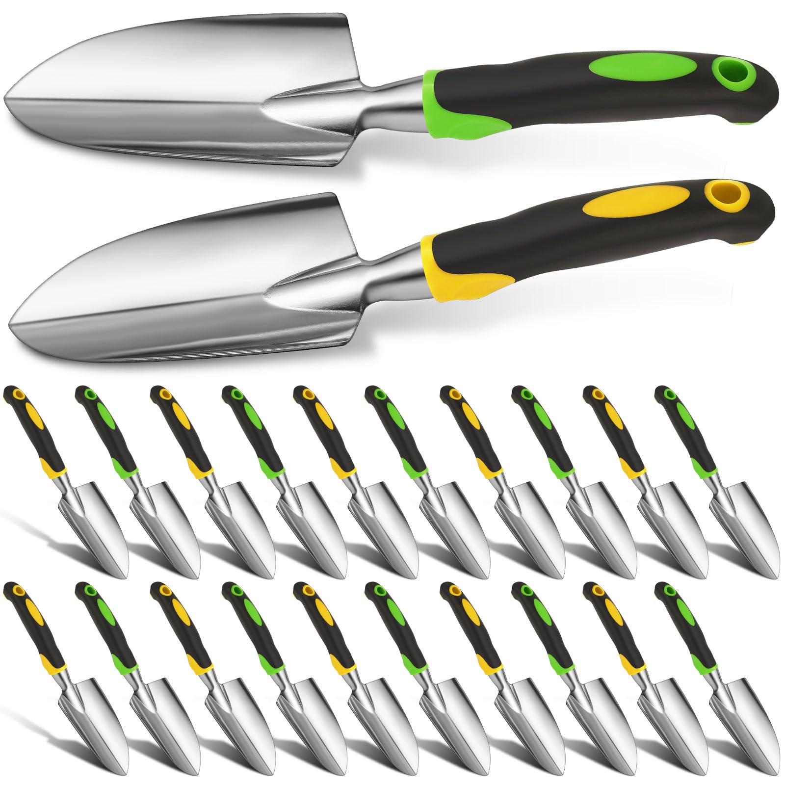 Product Image Yaocom Garden Shovel Aluminum Alloy Heavy Duty Trowel Garden Tool Small Shovels for Digging Metal Hand Trowel Spade with Soft TPR Handle for Lawn Yard Farm Home Shop Planting(12 Pcs)