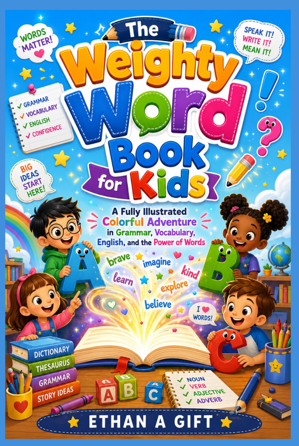Weighty Word Kids book: A Fully Illustrated Colorful Adventure in Grammar, Vocabulary, English, and the Power of Words