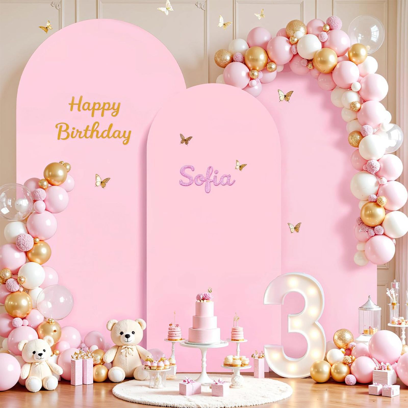 3 Pièces Arche Mariage Toile de Fond, Housse Arche Mariage Anniversaire | Double Face Couverture pour Arche Ronde pour Mariages Fête Cérémonie Banquet Décoration