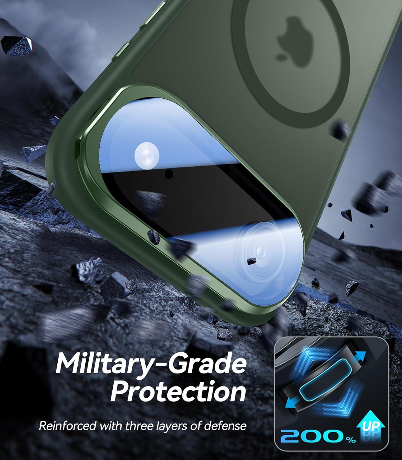 [Upgraded Full Camera Protection] for iPhone Air Case with Camera Cover Stand [Fit for MagSafe][10FT Mil-Grade Protection] Translucent Magnetic Phone Cover for iPhone 17 Air Case, Green - Image 5