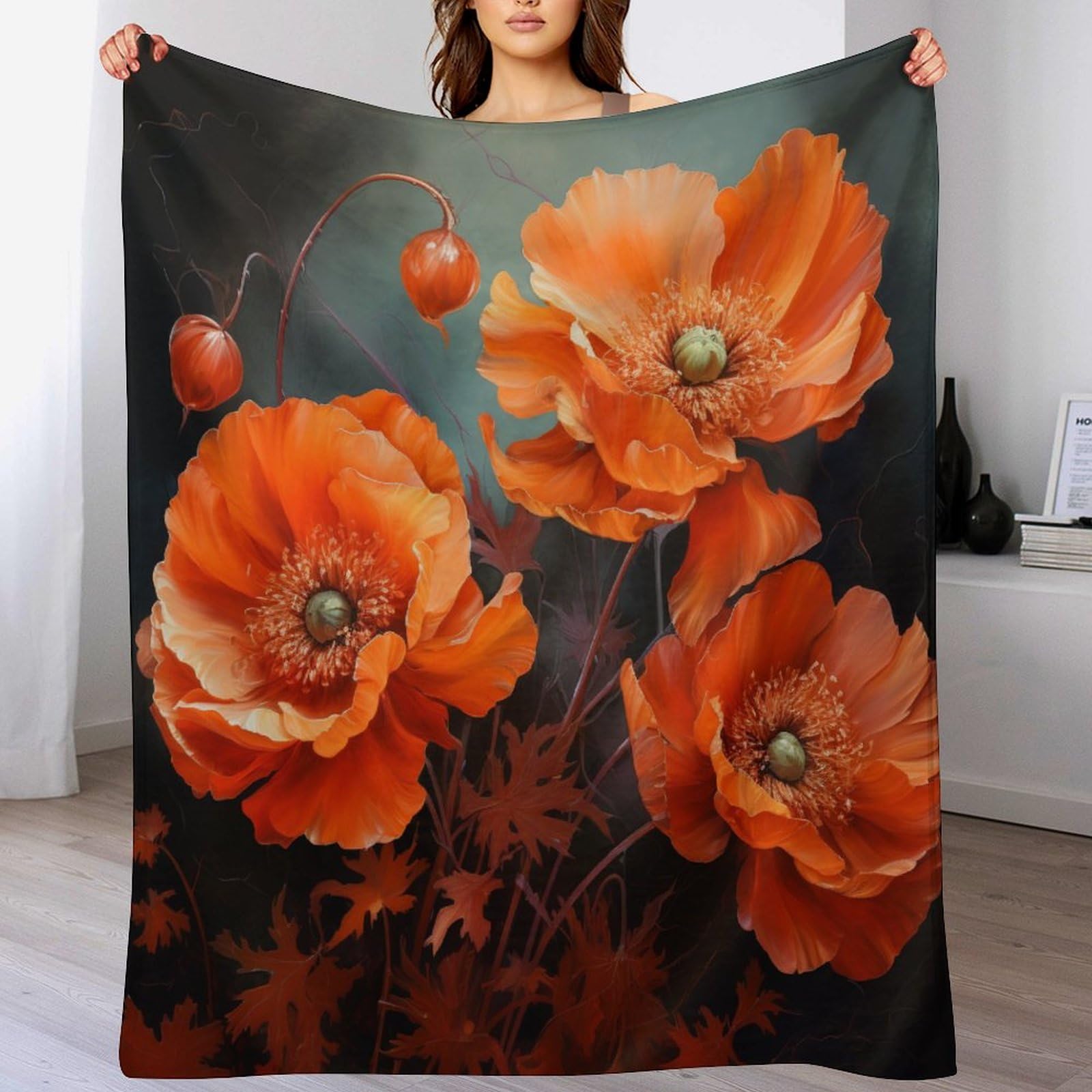 Couverture en peluche fleur thermorégulatrice et plaid polaire super doux