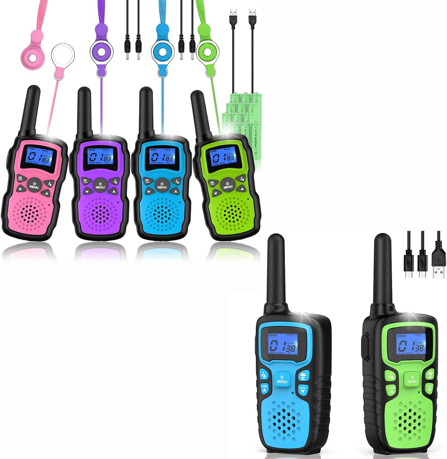Wishouse Walkie Talkies for Kids Adults Long Range Rechargeable,Xmas Birthday Gift for 3 4 5 6 7 8 9 10 Year Old Boys Girls,Hiking Camping Gear Cool Toys 6 Pack
