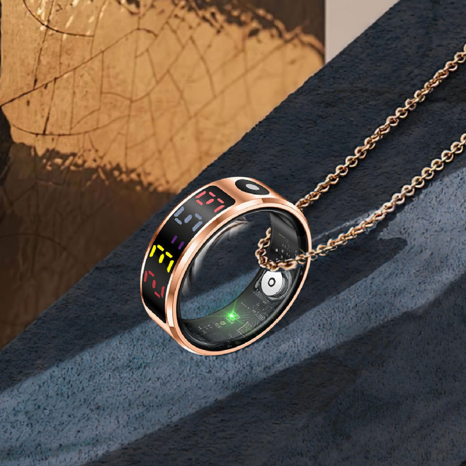 Sxhlseller Anneau Intelligent avec écran Tactile Couleur, Tracker d'activité en Acier Inoxydable de 50 M pour la Natation, la Course à Pied, Téléphone pour la