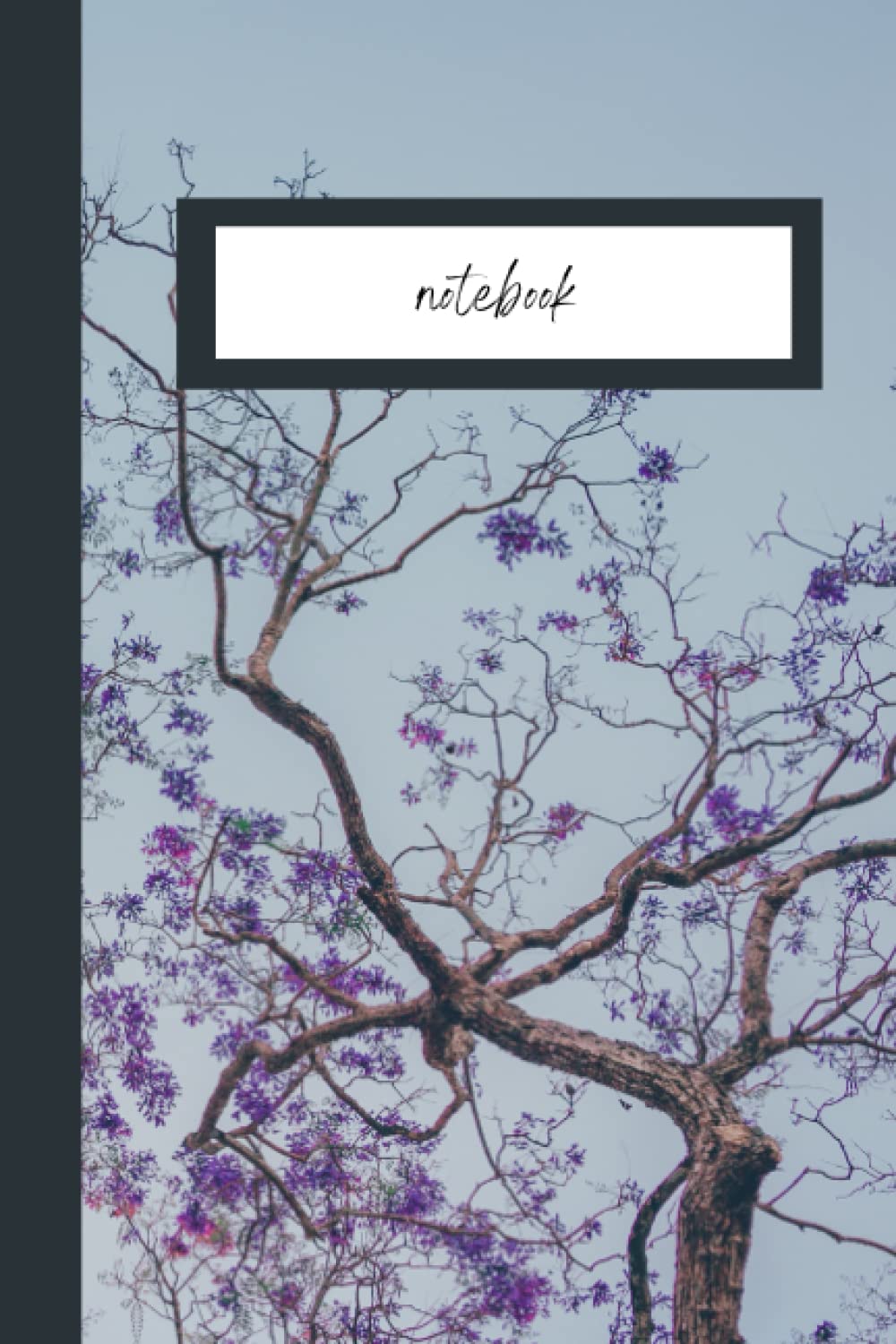 Notebook: Cute Pink and Purple Cherry Blossom Tree Notebook Blank Lined Notebook