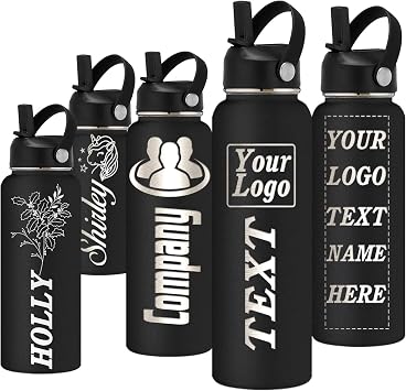 Personalized Water Bottles for Kids Custom 12/18/24/32/40 oz Water Bottle with Engraved Name Logo Customized Insulated Water Bottle with Straw Lid Gifts for Back to School Sport Company