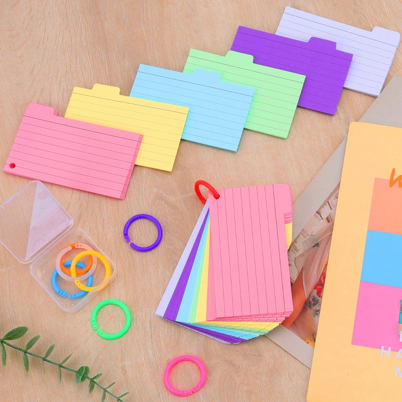 Fiche Bristol A5 Perforées 450 , Carte De Révision Fiche De Revision Flash Cards Cartes D Apprentissage Avec 8 Anneaux De Reliure Pour Etude Memoire 6 Couleurs 75 Feuilles Couleurs Fiches Bristol